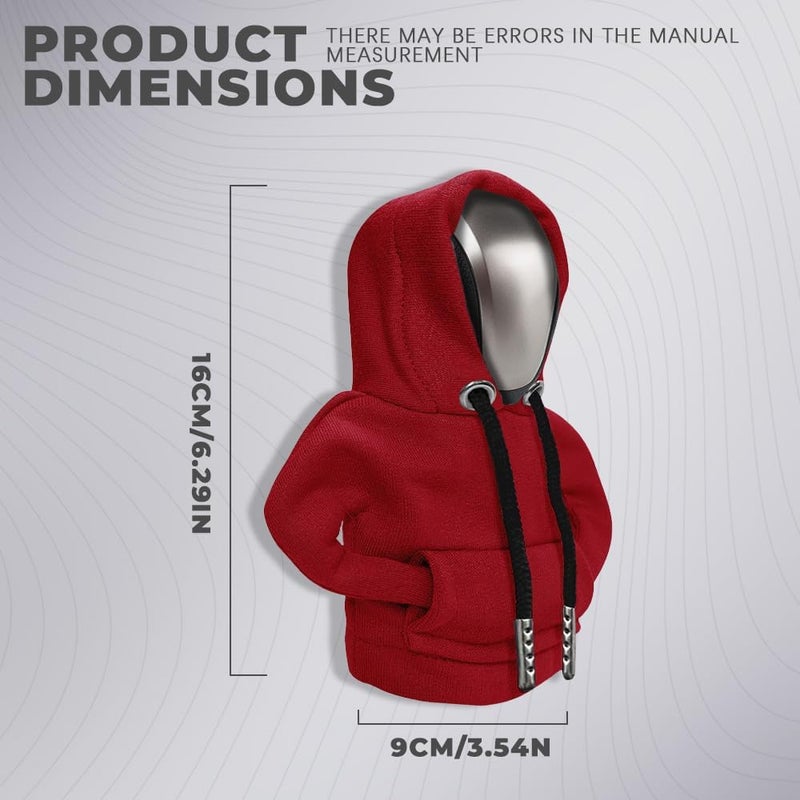 RGOAANC Gear Shift Hoodie, Gear Shift Cover, Fashionable Hoodie Automotive Gear Shift Knob Protector, Car Accessories Mini Sweater Gear Shift Knob Cover for Car Gear Shift Levers (Red) - Image 2